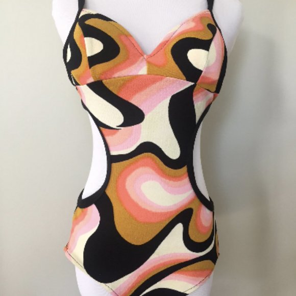 Bobby Len Other - Vintage 1960s Monokini Cutaway One-Piece Swimsuit